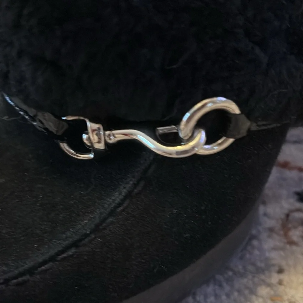 COACH IDYLE Shearling leather black clog heels rare $328 9 silver Designer - Picture 4 of 11